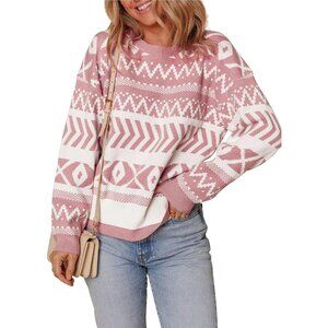 Womens Sweaters Casual Lightweight Round Neck Colorblock Striped Sweaters Long